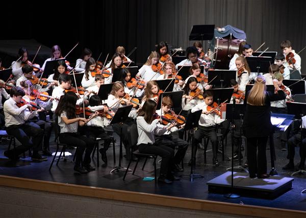 Students performing at the 2023-2024 All County Orchestra Concert